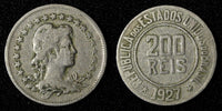 BRAZIL Copper-Nickel 1927 200 Reis Liberty 25mm KM# 519 (27 802)