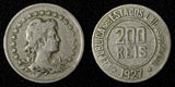 BRAZIL Copper-Nickel 1927 200 Reis Liberty 25mm KM# 519 (27 802)