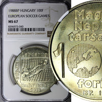 HUNGARY 1988 BP 100 Forint NGC MS67 Europe Football Championship KM# 665 (40)
