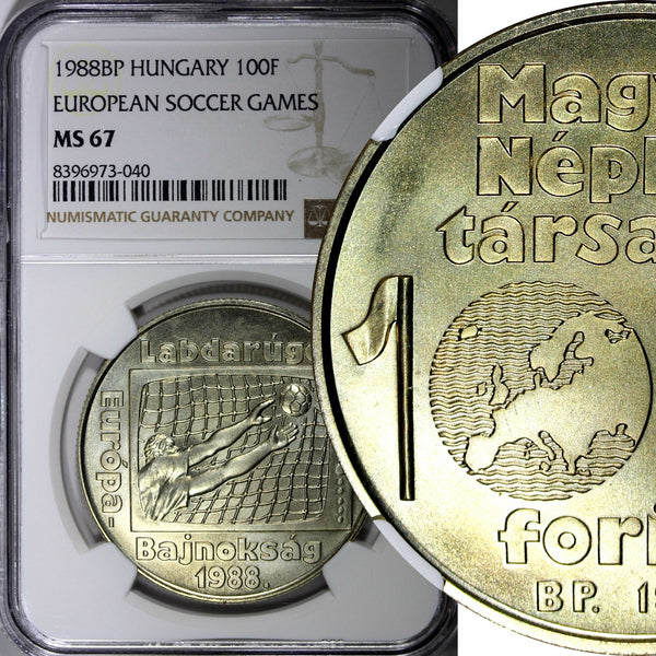 HUNGARY 1988 BP 100 Forint NGC MS67 Europe Football Championship KM# 665 (40)
