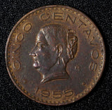 Mexico Bronze 1955 5 Centavos Josefa Ortiz de Domínguez KM# 424 (28 006)