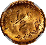 Rhodesia Bronze 1970 1/2 Cent NGC MS65 RD FULL RED KM# 9 (005)