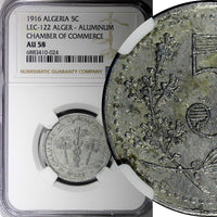 ALGERIA 1921 5 Centimes Chamber of Commerce NGC AU58 KM# TnA1  (24)