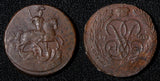 RUSSIA Elizabeth 1760 no m/m  Red Moscow Mint 1 Kopek aUNC C# 6.1;Bit-397 (137)