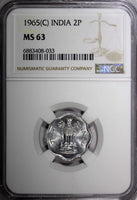 India-Republic 1965 (C) 2 Paise NGC MS63 ONLY ONE GRADED HIGHEST KM# 13.1 (33)