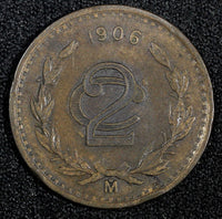 Mexico ESTADOS UNIDOS MEXICANOS Bronze 1906 2 Centavos KM# 419 (27 289)
