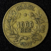 Brazil Aluminum-Bronze 1927 1000 Reis KM# 525 (27 616)
