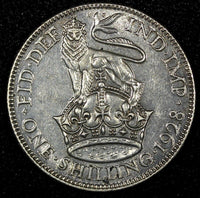 GREAT BRITAIN George V Silver 1928 1 Shilling aUNC  KM# 833  (24 711)