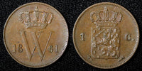 Netherlands William III Copper 1861 1 Cent KM# 100 (27 751)