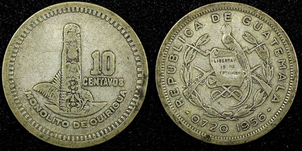 GUATEMALA Silver 1956 10 Centavos Casa de Moneda de Guatemala KM# 256.1 (2 575)