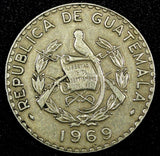 GUATEMALA Copper-Nickel 1969 25 Centavos Large Date KM# 269 (24 655)