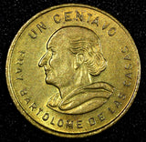 Guatemala Bartolome de las Casas Brass 1988 1 Centavo KM# 275.3  (24 622)