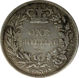 GREAT BRITAIN William IV Silver 1834 1 Shilling KM# 713 (24 159)
