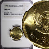 INDONESIA 1998 100 Rupiah Buffalo Racing NGC MS65 GEM BU KM# 53 (007)
