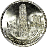 GUATEMALA Silver 1964 10 Centavos NGC MS67 GEM BU LUSTER KEY DATE KM# 262 (033)