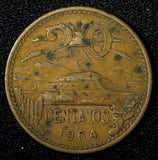 MEXICO  Bronze 1964 Mo 20 Centavos KM# 440 (27 539)