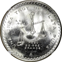 MEXICO Silver 1980 Mo Onza Scale  NGC MS63 GEM BU KM# M49b.5 (11)