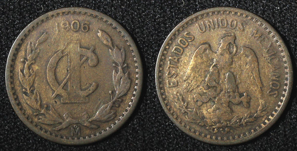 Mexico ESTADOS UNIDOS MEXICANOS Bronze 1906 1 Centavo narrow date KM# 415 (441)