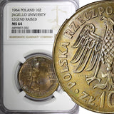 POLAND 1964 10 Zlotych Jagiello University NGC MS64 NICE TONED Y#52.1 (2)