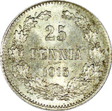 FINLAND Nicholas II Silver 1915 S 25 Pennia UNC KM #6.2 RANDOM PICK (1 COIN)(1)