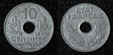 FRANCE Zinc 1944 10 Centimes WWII Issue UNC  KM# 903 (27 641)