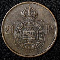 BRAZIL Pedro II Bronze 1870 20 Reis Last Year Type  KM# 474 ( 27 518)