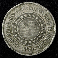 BRAZIL Copper-Nickel 1889 200 Reis 32 mm 1st Year Type KM# 493 (27 817)