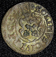 Sweden Livonia City of Riga Carl X Gustav Silver 1657 1 Solidus KM# 50 (27 752)