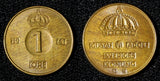 Sweden Gustaf VI Adolf Bronze 1961 TS 1 Ore GEM BU Toned KM# 820 (30 222)