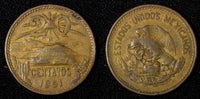 Mexico ESTADOS UNIDOS MEXICANOS Bronze 1951 Mo 20 Centavos SCARCE DATE KM#439(3)
