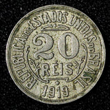 BRAZIL Copper-Nickel 1921 20 Reis Liberty KM# 516.2 (27 660)