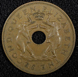 Rhodesia And Nyasaland Elizabeth II Bronze 1957 1 Penny KM# 2 (24 955)
