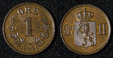NORWAY Oscar II Bronze 1899 1 ORE Norwegian Lion UNC KM# 352 (30 091)