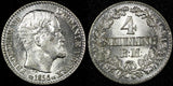 DENMARK Frederik VII Silver 1856 VS 4 Skilling Rigsmont  UNC Luster KM# 758.2(0)