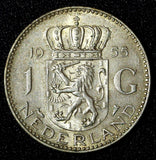 Netherlands Juliana Silver  1955 1 Gulden 25 mm Royal Dutch KM# 184  (27 951)