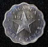 Ghana Dr. Kwame Nkrumah 1958 3 Pence PROOF Mintage-20,000 KM# 3 (27 720)