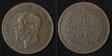 ITALY Victor Emmanuel II Bronze 1866 T 10 Centesimi Turin Mint KM# 11.6 ( 127)