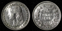 Netherlands Wilhelmina Silver 1893 25 Cents ch.VF SCARCE KM# 115 (28 347)