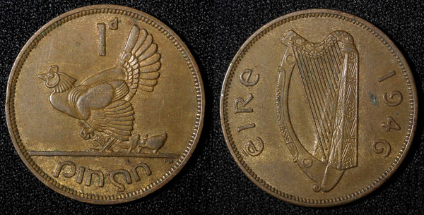 Ireland Republic Bronze 1946 1 Penny Hen with chicks KM# 11 (28 235)