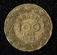 BRAZIL Dr. Getulio Vargas Copper-Nickel 1942 100 Reis WWII Issue KM# 544 ( 601)