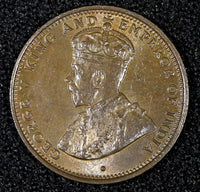 Ceylon George V Copper 1926 1/2 Cent UNC  KM# 106 (27 977)