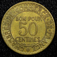 FRANCE Aluminum-Bronze 1921 50 Centimes KEY DATE HIGH GRADE KM# 884 (24 171)