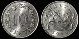 MALTA Copper-Nickel 1972 10 Cents 1st Year Type UNC KM# 11  (28 271)