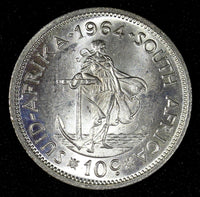 South Africa Silver 1964 10 Cents Jan van Riebeeck GEM BU KM# 60 (25 254)