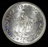 South Africa Silver 1964 10 Cents Jan van Riebeeck GEM BU KM# 60 (25 254)