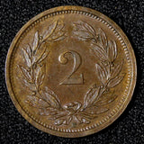 Switzerland Bronze 1934 B 2 Rappen Bern Mint BETTER DATE KM# 4.2a (28 549)