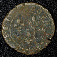FRANCE Henri III (1574-1589) Copper 1580 Denier Tournois 2,59g. (27 181)