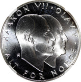 Norway Olav V Silver 1970 25 Kroner NGC MS66 Anniversary of Liberation KM#414(2)