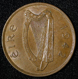 Ireland Republic Bronze 1942 1 Penny hen with chicks KM# 11 (28 854)
