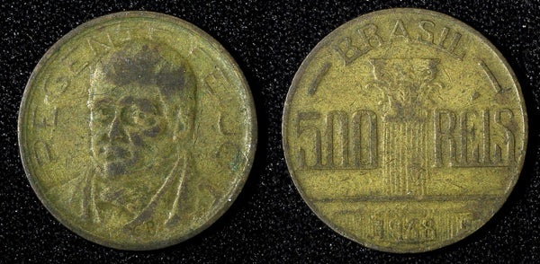 BRAZIL  Diogo Antônio Feijó Aluminum-Bronze 1938  500 Reis KM# 540 (27 647)